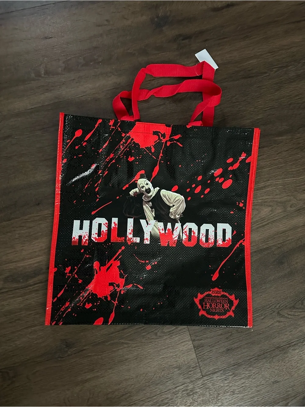 Halloween Horror Nights Hollywood 2026 Terrifier Art Tram Bloody Hollywood Tote